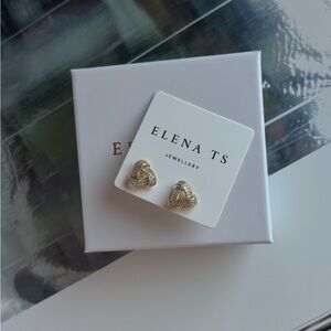 928 Gold Stud Earrings Cubic Zirconia